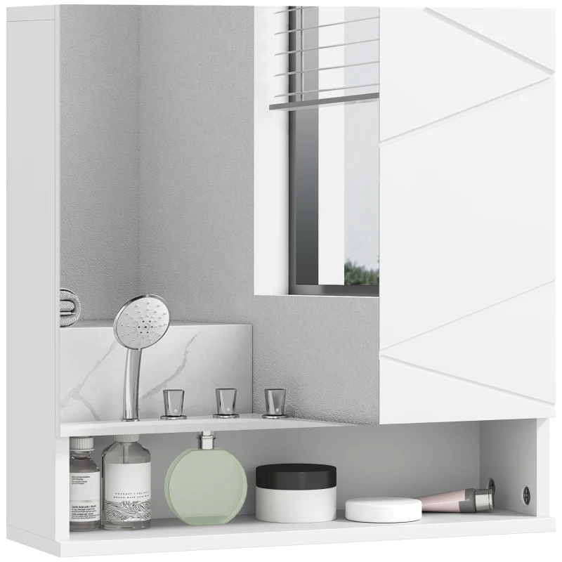 kleankin Medicine Cabinet, Wall Mounted Bathroom Mirror Cabinet with Mirrored Door, Adjustable Shelf and Soft Close Mechanism