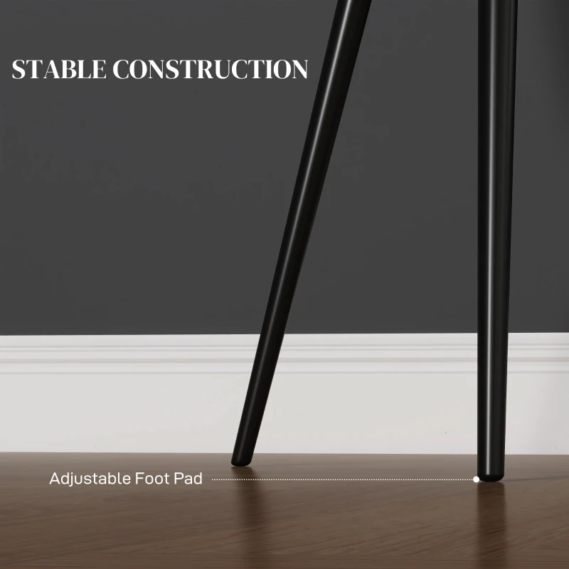 HOMCOM Dining Chairs Set of 2, Velvet-look Fabric Upholstered Kitchen Chairs with Backrest, Armrests and Steel Legs, Black