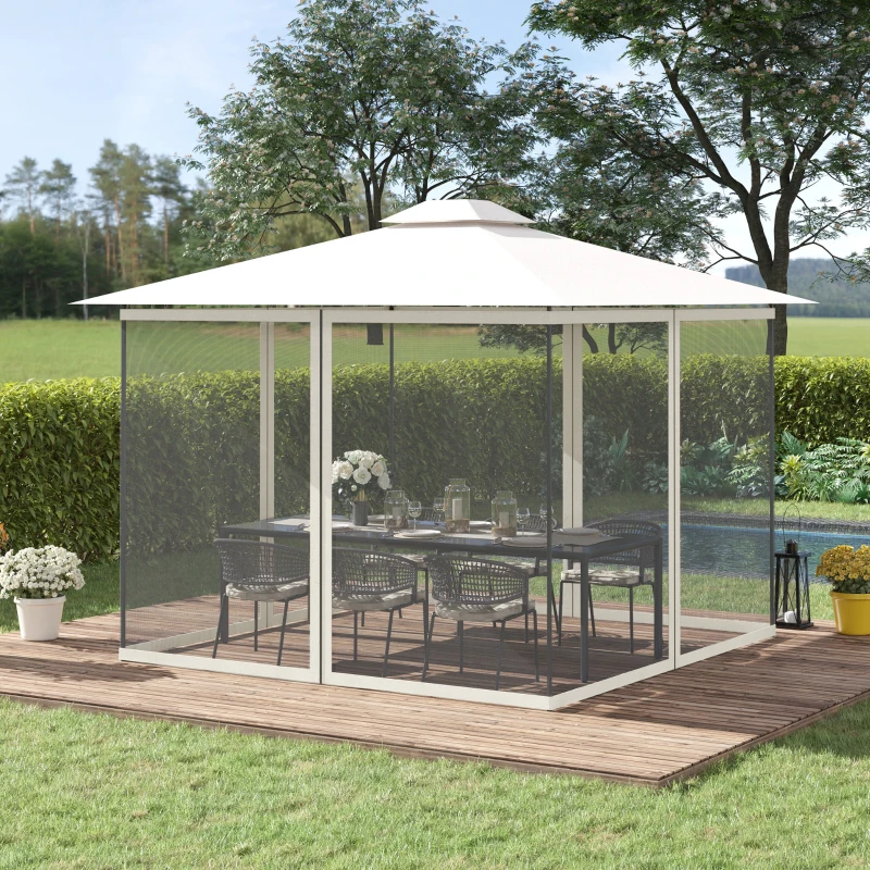 Outsunny Replacement Mosquito Netting for Gazebo 10' x 13' Black Screen Walls for Canopy with Zippers