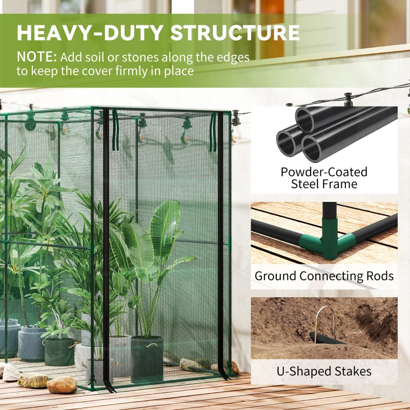 Outsunny Crop Cage, Plant Protection Tent with Zippered Door, Plant Protector from Animals for Vegetables Flowers Fruits, Green