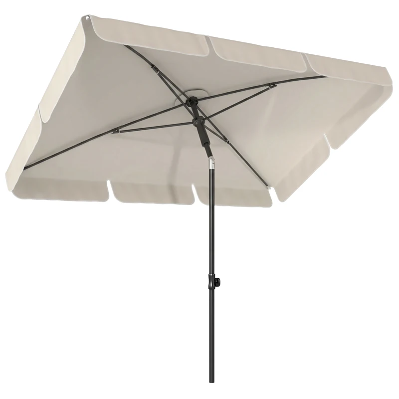 Outsunny 6' x 4' Patio Umbrella with Tilt, Rectangular Outdoor Umbrella for Garden, Beige