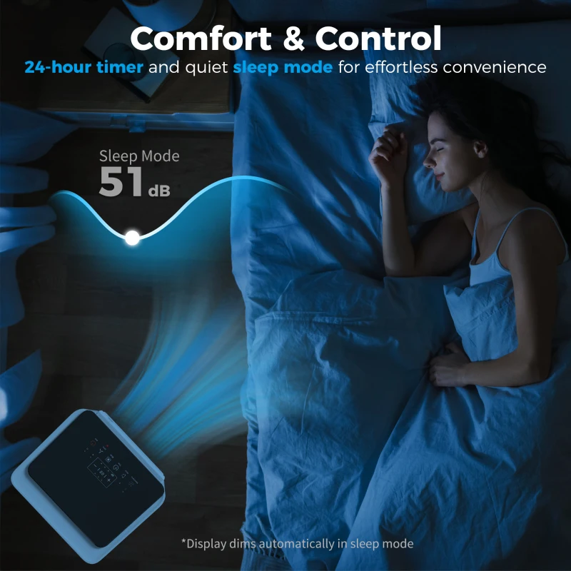 HOMCOM 10000 BTU Portable 4-in-1 Air Conditioner with Cool, Dehumidifier, Fan, Sleep, WiFi Voice Remote Control, White