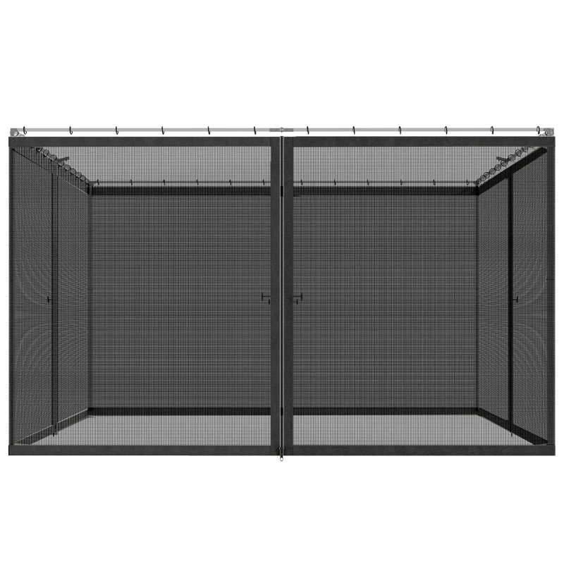 Outsunny Replacement Mosquito Netting for Gazebo 12' x 12' Black Screen Walls for Canopy with Zippers, Black