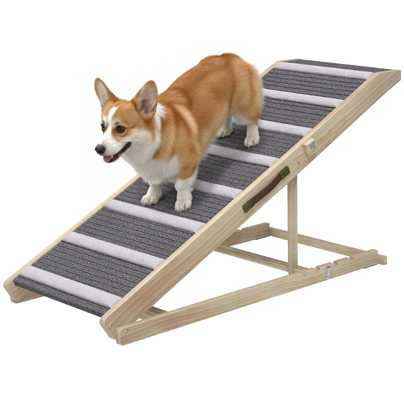 PawHut Dog Ramp for Couch, Foldable Pet Ramp for Small to Large Dog, 4 Adjustable Height from 16" to 23.5"