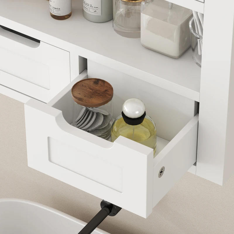 kleankin Bathroom Wall Cabinet, Medicine Cabinet, Toilet Storage Cabinet with Shelf for Living Room and Entryway, White