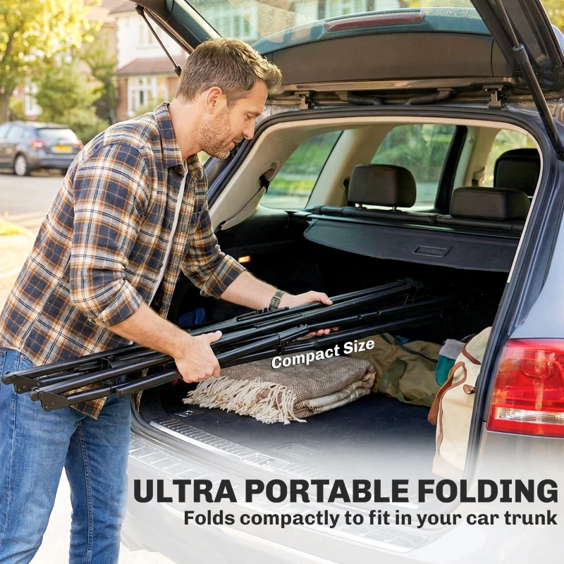 Outsunny 9.5ft Hammock Stand Only, Portable Adjustable Foldable Powder-Coated Steel Hammock Frame, Black