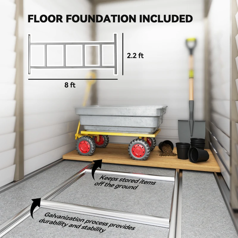 Outsunny 4.6' x 9' Outdoor Storage Shed, Lean to Metal Shed with Foundation Kit, Lockable Doors and Gloves for Patio, Lawn, Brown(m-5)