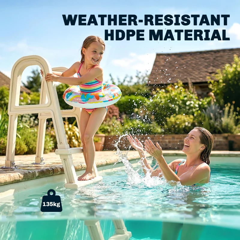 Outsunny Swimming Pool Ladder, 63.4"-69.3" Adjustable 5-Step Pool Stairs with Handrails, Non-Slip Steps, Load Capacity 300 lb