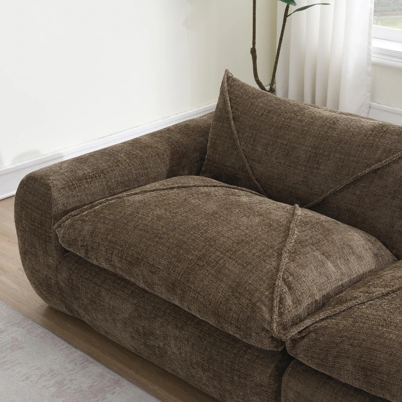 Modular Sectional Sofa with High-Density Foam and Pocket Springs, Oversized Compressed Sofa for Living Room, 116" L x 72" W x 28" H, Brown