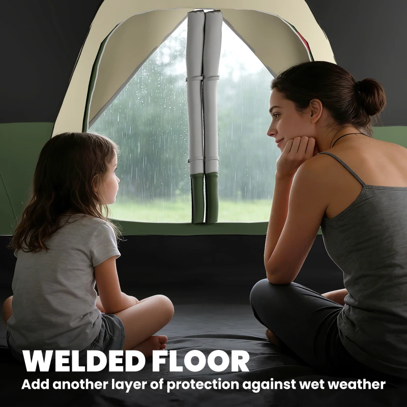 Outsunny Camping Tent for 6-8 Man with 2000mm Waterproof Rainfly and Carry Bag for Fishing Hiking Festival, Dark Green