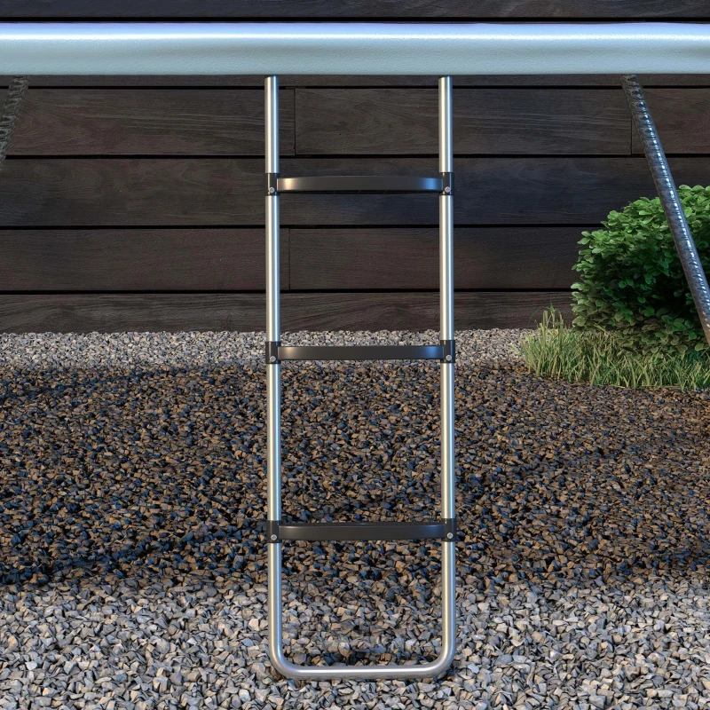 Soozier Trampoline Ladder Steel, 2/3 Steps Outdoor Trampoline Accessories, 43 Inch Length