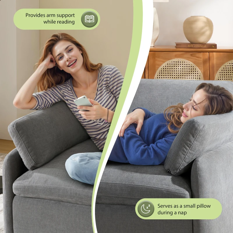 Modern Single Chenille Sofa with Extra-Wide 42.5-Inch Seat, Comfortable Armchair for Bedroom and Living Room, 50" L x 43" W x 34" H, Gray