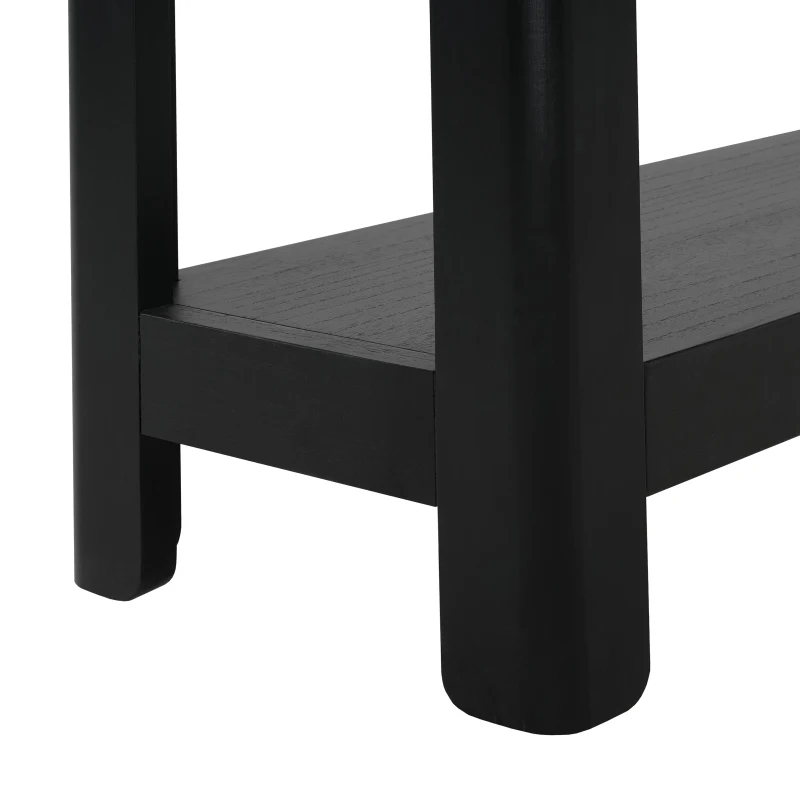 Elegant Farmhouse Console Table with Knot-Free Pine Legs, Accent Sofa Table with Solid Wood Veneer Top, 59" L x 15.5" W x 30" H, Black