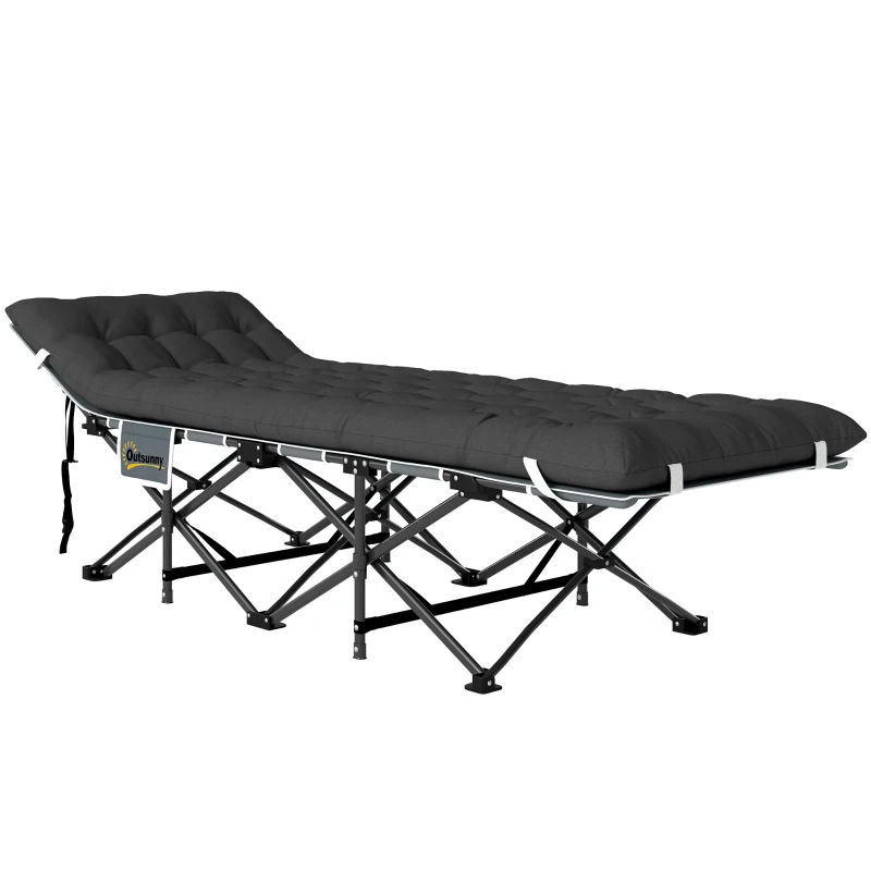 Outsunny 26.8" Wide Folding Bed, Camping Cot for Adults with Cushion, Carry Bag, Max Load 330 LBS, Black