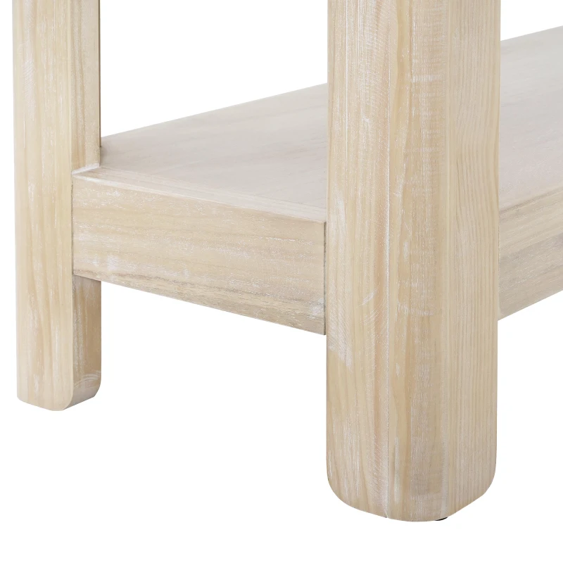 Elegant Farmhouse Console Table with Knot-Free Pine Legs, Accent Sofa Table with Solid Wood Veneer Top, 59" L x 15.5" W x 30" H, Natural