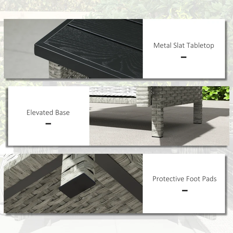 Outsunny Wicker Outdoor Storage Cabinet with Two Doors and Shelf for Outdoor Pool Towel Storage, Grey