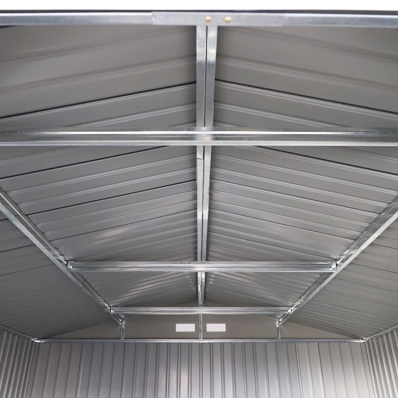 Outsunny 11' x 13' Practical Backyard Garden Storage Tool Shed with Double Sliding Door Garden Tool Shed with 4 Ventilation Slots, Green