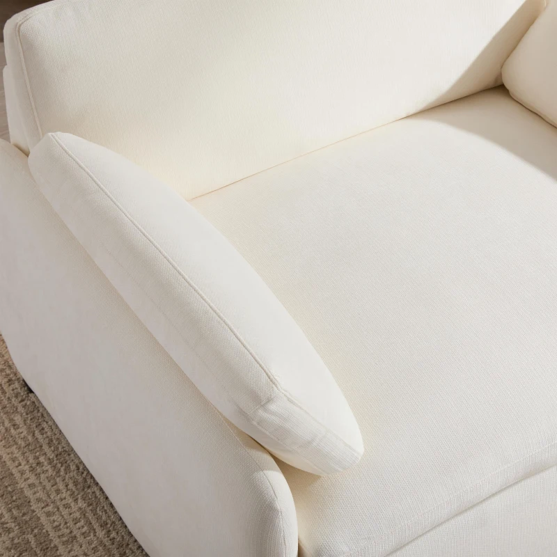 Modern Single Chenille Sofa with Extra-Wide 42.5-Inch Seat, Comfortable Armchair for Bedroom and Living Room, 50" L x 43" W x 34" H, White