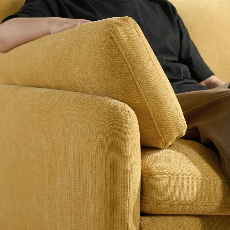 Modern Single Chenille Sofa with Extra-Wide 42.5-Inch Seat, Comfortable Armchair for Bedroom and Living Room, 50" L x 43" W x 34" H, Yellow