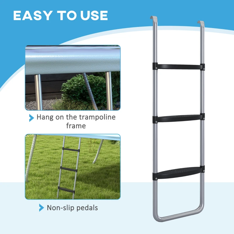 Soozier Trampoline Ladder Steel, 2/3 Steps Outdoor Trampoline Accessories, 43 Inch Length