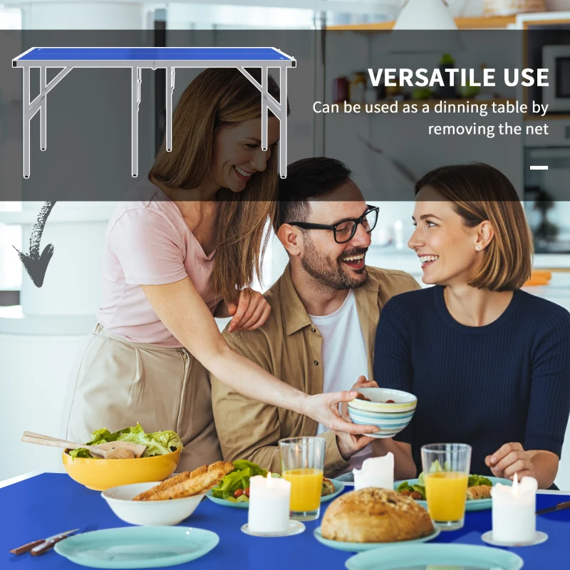 Soozier Portable Ping Pong Table Set, Table Tennis Table w/ Net, 2 Paddles, 3 Balls for Outdoor and Indoor, Easy Assembly, Blue