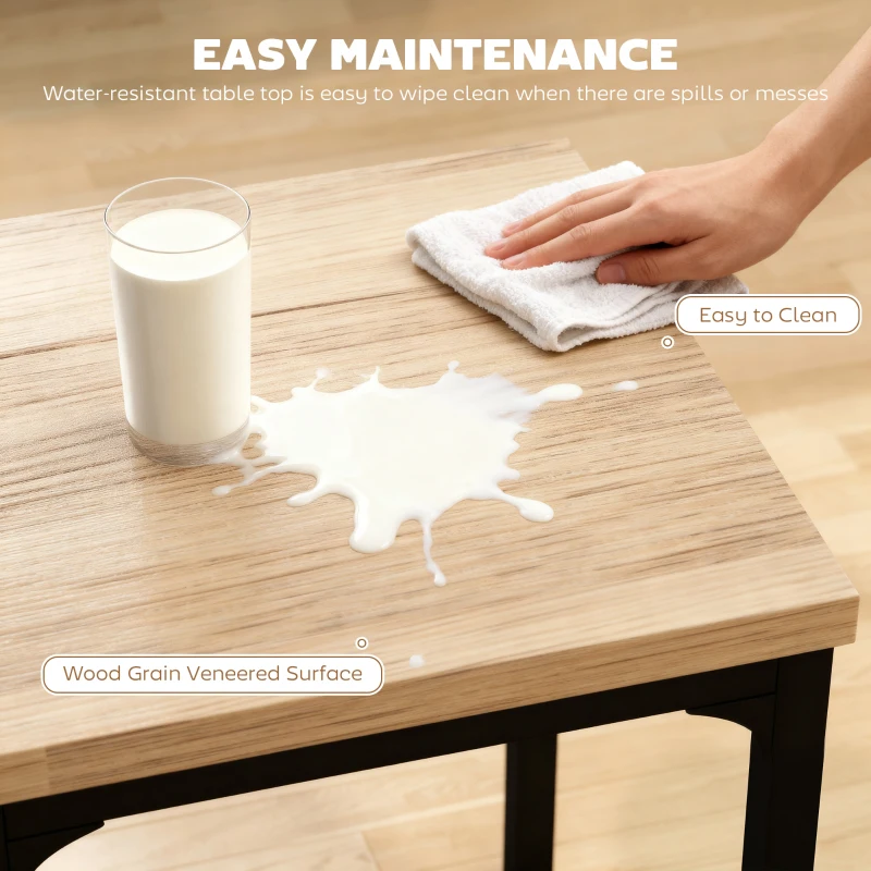 HOMCOM 3 Piece Dining Table Set for 2, Modern Kitchen Table and Chairs, Dining Room Set for Breakfast Nook, Light Wood Grain