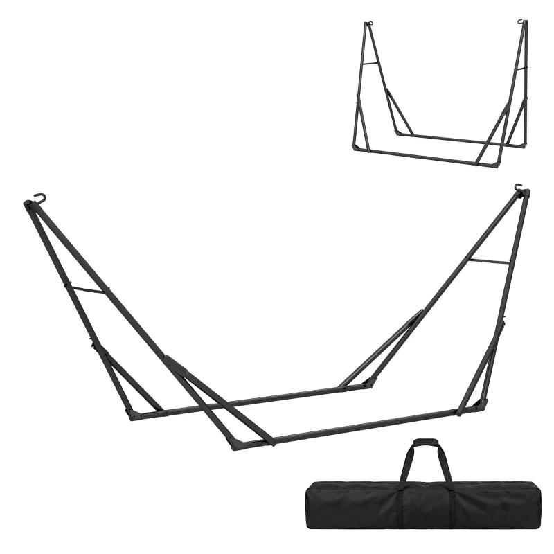 Outsunny 9.5ft Hammock Stand Only, Portable Adjustable Foldable Powder-Coated Steel Hammock Frame, Black