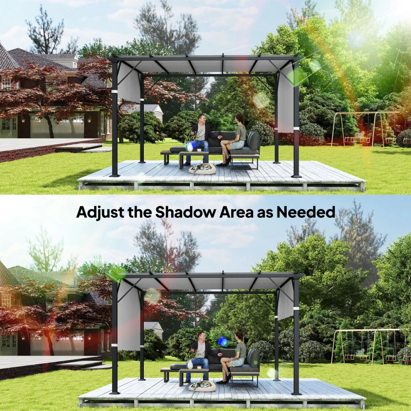 Outsunny 2 Pcs Pergola Replacement Canopy, UV Protection Pergola Shade Cover, Easy to Install, for 10 x 10ft Pergola, Light Gray