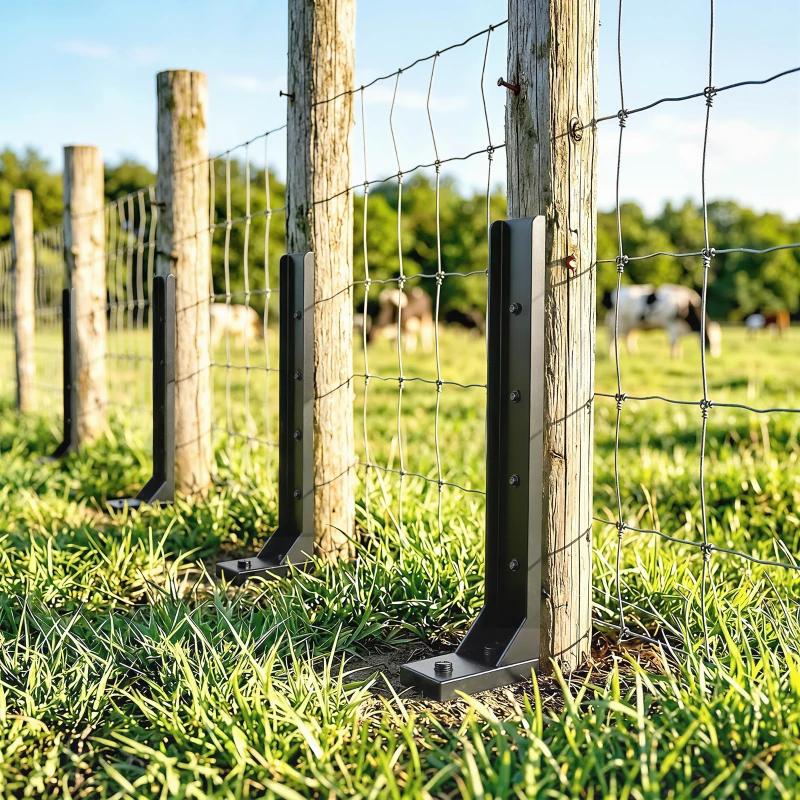 Outsunny 4 Pack Fence Post Repair Kit, 32" Steel Fence Post Support with Drill for Wooden Fences, Broken Gate, Posts