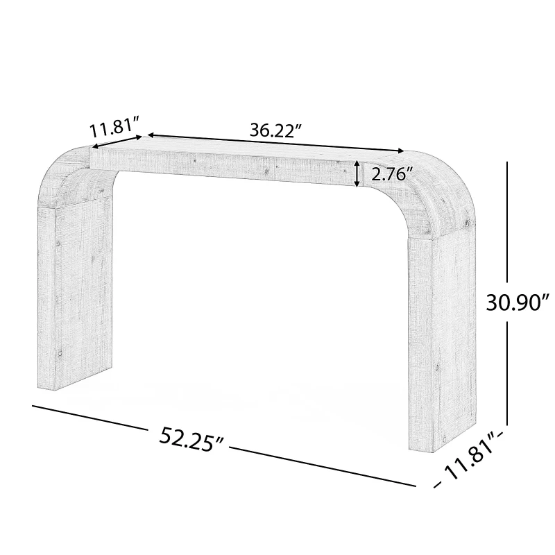 Vintage Farmhouse Console Table with Curved Edge and Distressed Wood Grain, Sturdy Sofa Table for Entryway, 52" L x 12" W x 31" H, Natural