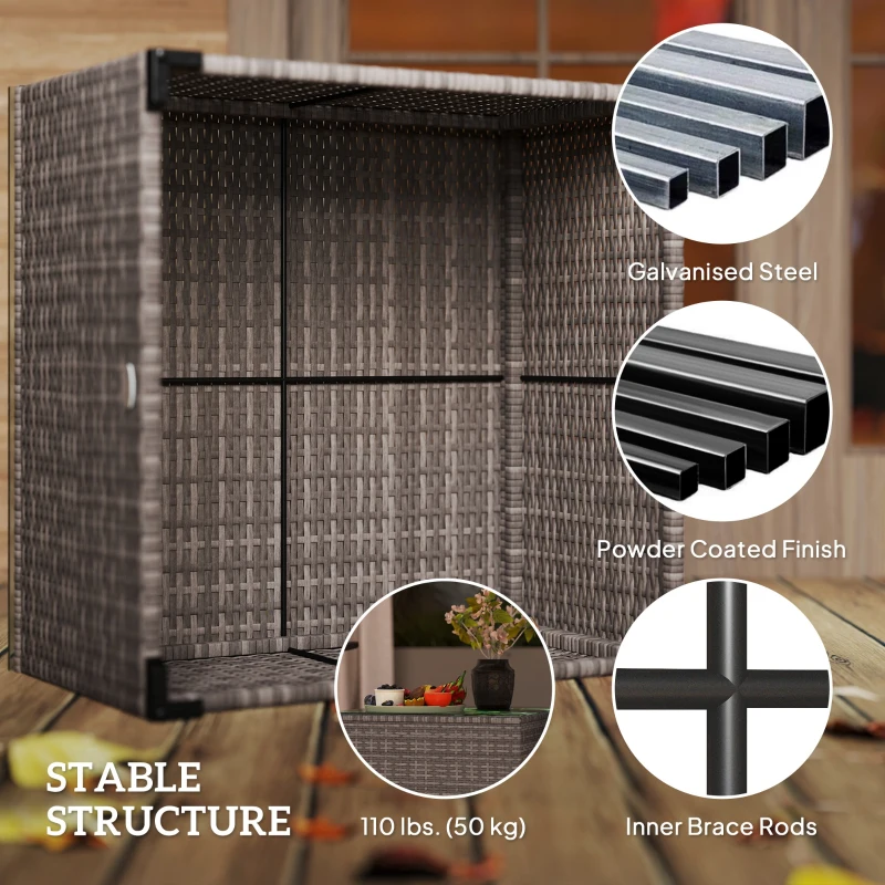 Outsunny 24.4" Patio Wicker Coffee Table, PE Rattan Outdoor Side Table with Tempered Glass Top, Black