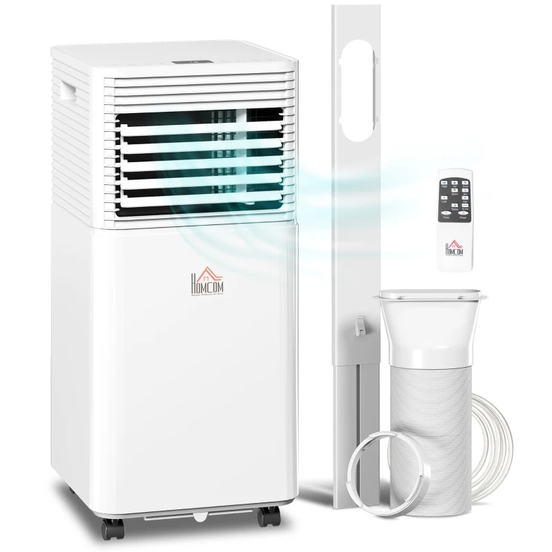 HOMCOM 10000 BTU Portable Air Conditioner with Fan & Dehumidifier Mode, Quiet AC Unit with Remote Control, 24-Hour Timer, White