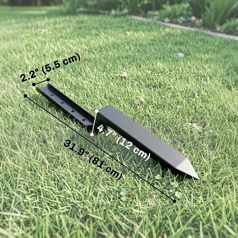 Outsunny 4 Pack Fence Post Repair Kit, 32" Steel Fence Post Support with Drill for Wooden Fences, Broken Gate, Posts