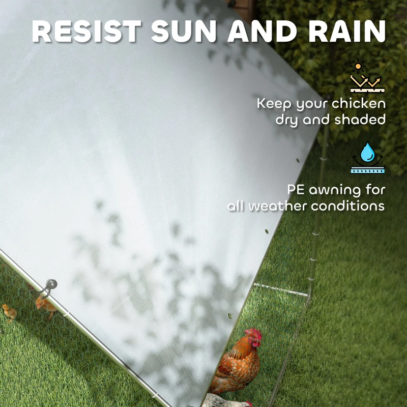 PawHut Metal Chicken Coop with Water- and UV-Protection Cover for Backyard Hen, Duck, Rabbit, 6.6' x 6.6' x 6.6'