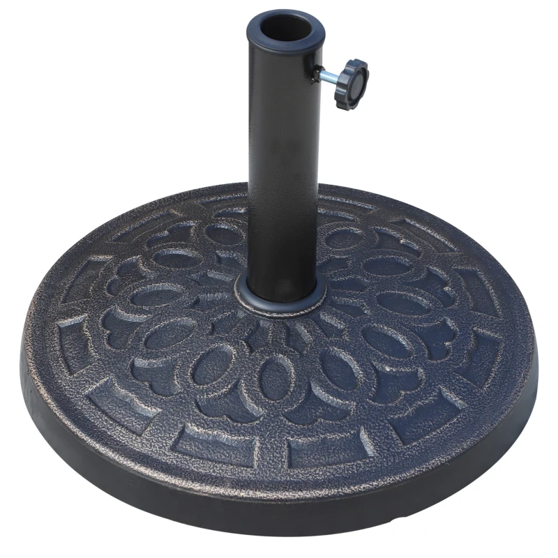 Outsunny 26 lbs Resin Round Umbrella Base Stand Market Parasol Base for Φ1.5", Φ1.89" Pole, for Backyard, Garden, Bronze