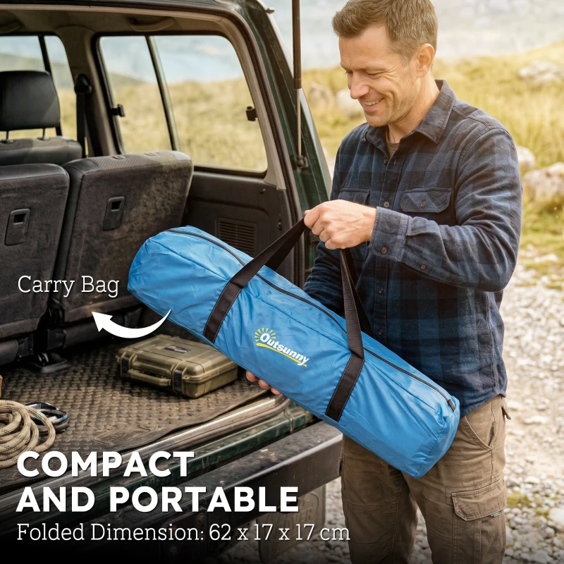 Outsunny Car Awning Camping Tailgate Tent for SUV, 3000mm Waterproof Car Side Awning with Carry Bag, Light Blue