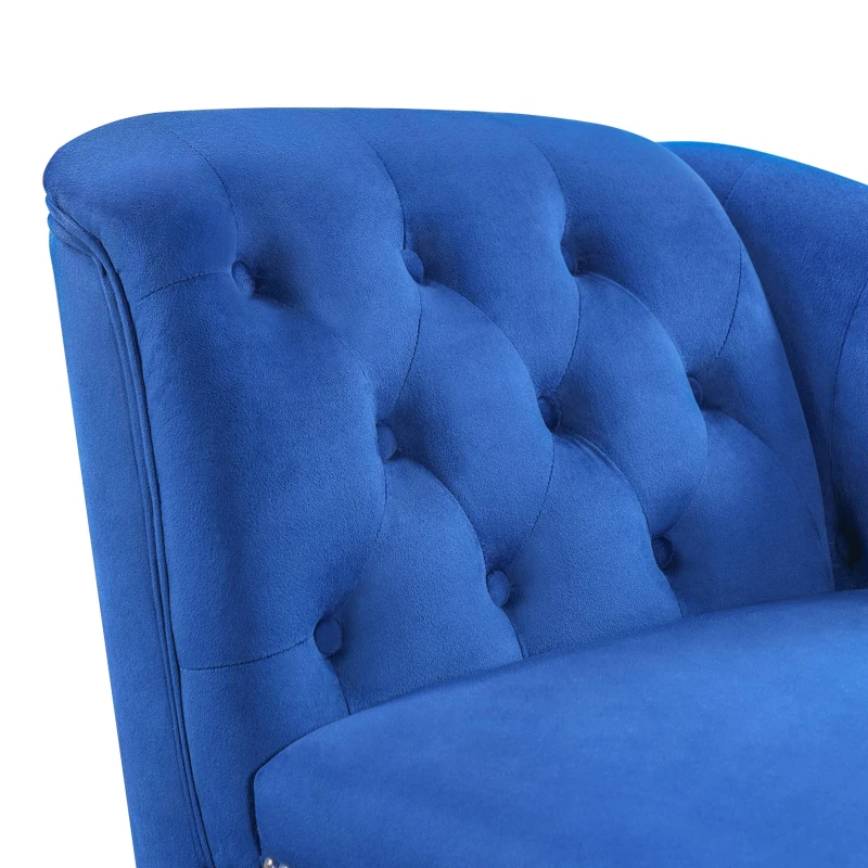 Exquisite Chaise Lounge with Button-Tufted Design and Nailhead Trim, Right-Arm Facing Chaise for Living Room, 58" L x 26.5" W x 28.5" H, Blue