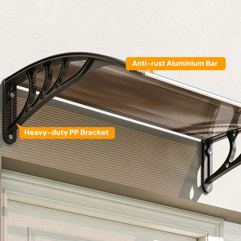 Outsunny Window Awning Door Canopy, Polycarbonate Cover Patio Awnings, 30" x 50", Brown