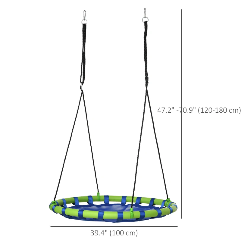 Outsunny 40 Inch Saucer Tree Swing Set for Kids with Adjustable Hanging Ropes, Steel Frame for Kids, 330lbs Capacity, Blue