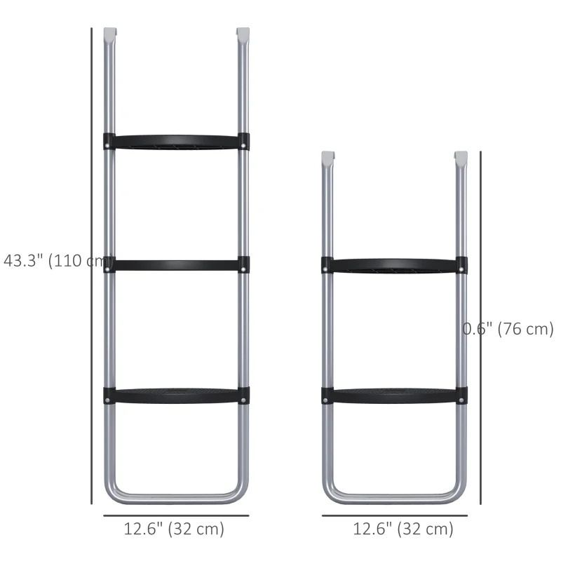 Soozier Trampoline Ladder Steel, 2/3 Steps Outdoor Trampoline Accessories, 43 Inch Length