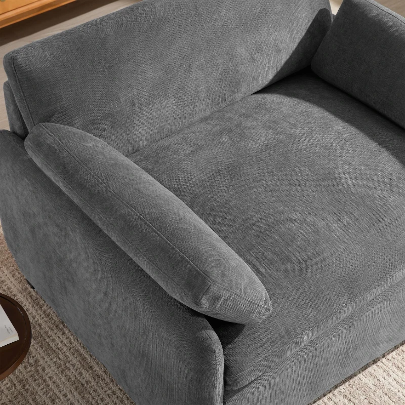Modern Single Chenille Sofa with Extra-Wide 42.5-Inch Seat, Comfortable Armchair for Bedroom and Living Room, 50" L x 43" W x 34" H, Gray