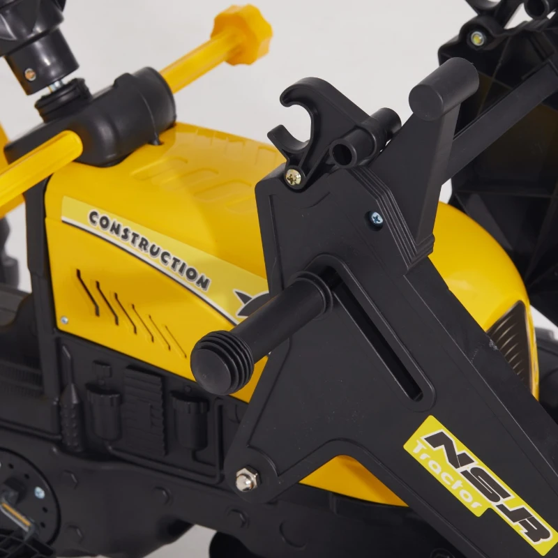 Aosom Kids Ride on Excavator, Pedal Go Kart with Front Loader Digger for 3 Year Old, Yellow