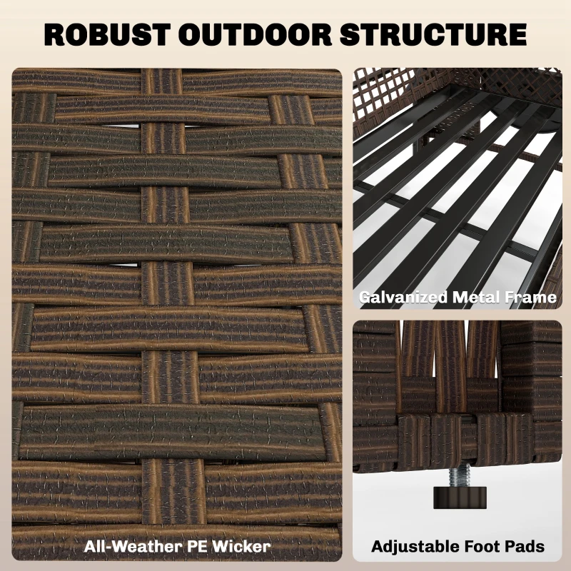 Outsunny 2 Pieces Patio Lounge Chair Set with Cushions, PE Wicker Outdoor Chaise Lounge with Adjustable Backrest, Side Trays