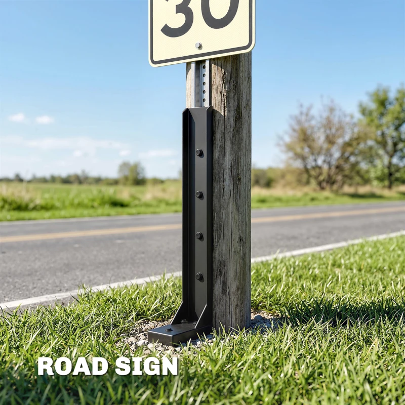 Outsunny 4 Pack Fence Post Repair Kit, 32" Steel Fence Post Support with Drill for Wooden Fences, Broken Gate, Posts