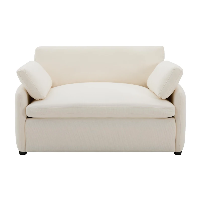 Modern Single Chenille Sofa with Extra-Wide 42.5-Inch Seat, Comfortable Armchair for Bedroom and Living Room, 50" L x 43" W x 34" H, White
