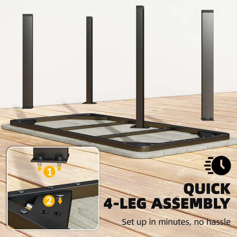 Outsunny Outdoor Garden Coffee Table, Patio Table with Slatted Wood Plastic Composite Top and Steel Frame, Grey