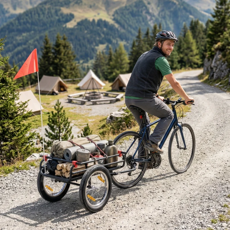 Soozier 2-In-1 Bike Cargo Trailer & Wagon Cart, Multi-Use Bicycle Trailer with Quick Release 16" Pneumatic Wheels, Kickstand