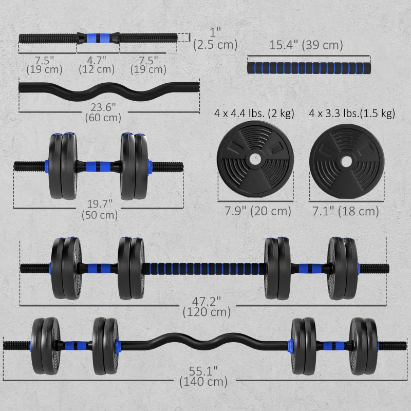 Soozier Adjustable Dumbbell Set, 3 in 1 Weights Dumbbells Set for Home Gym, 33lb Free Weights with Connector and Non-Slip Grip