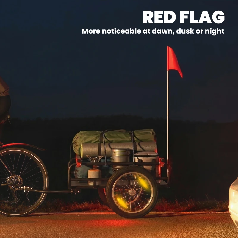 Soozier 2-In-1 Bike Cargo Trailer & Wagon Cart, Multi-Use Bicycle Trailer with Quick Release 16" Pneumatic Wheels, Kickstand