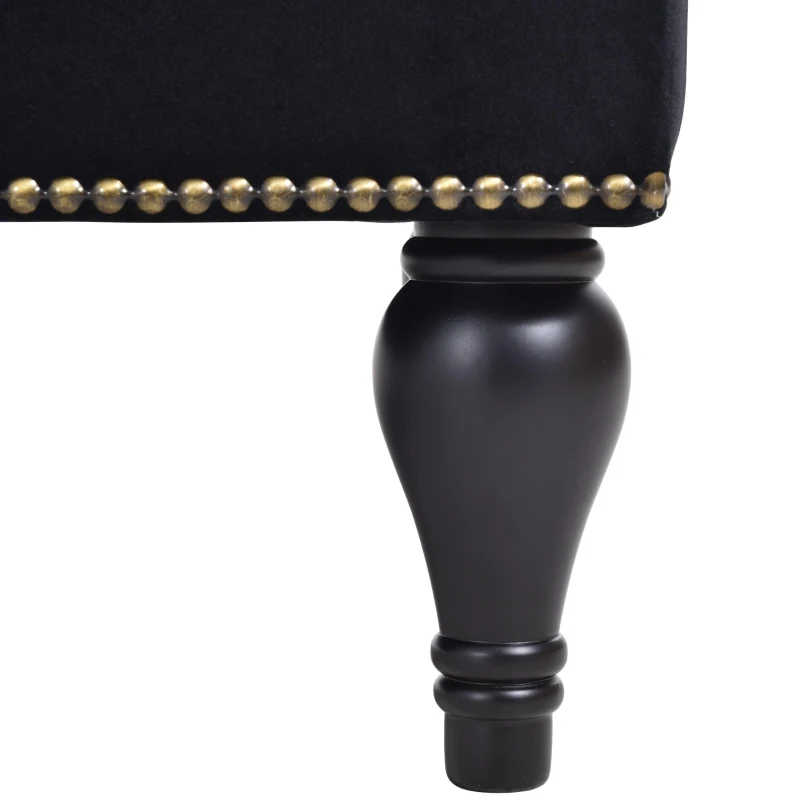 Elegant Chaise Lounge with Button-Tufted Design and Nailhead Trim, Right-Arm Facing Chaise for Living Room, 58" L x 26.5" W x 28.5" H, Black